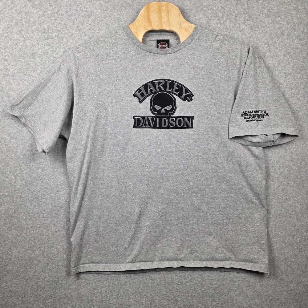 Harley-Davidson Shirt Mens 2XL Gray Skull Graphic Texas Biker Motorcycle Tee‎